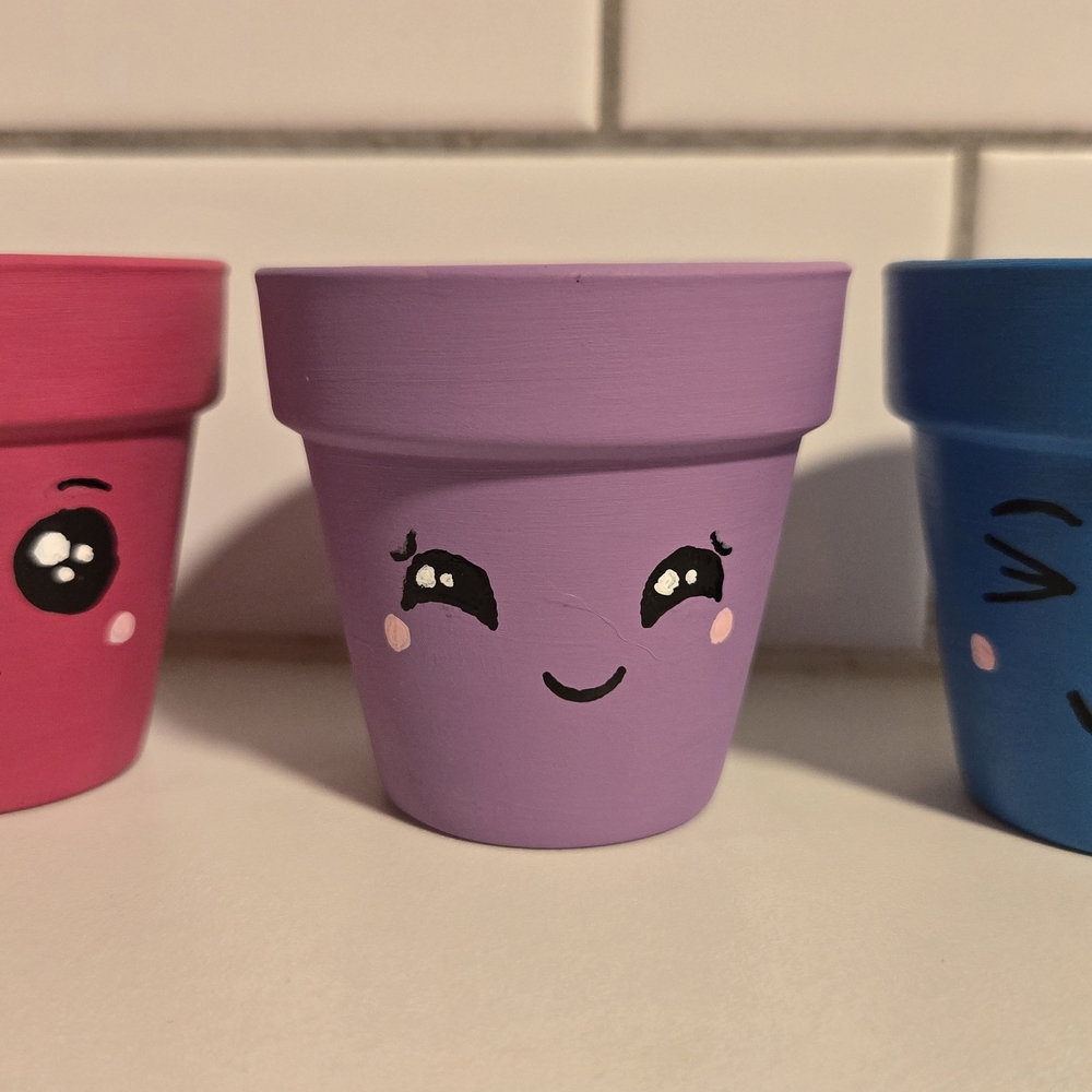 Colorful Smiley Face Planter Set - Picture 3 of 3